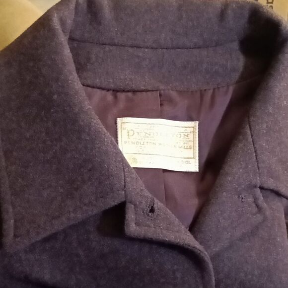 Vintage Pendleton Purple Wool Cropped Boxy Blazer 2 Piece Pant Suit Sz 8 - Picture 10 of 12